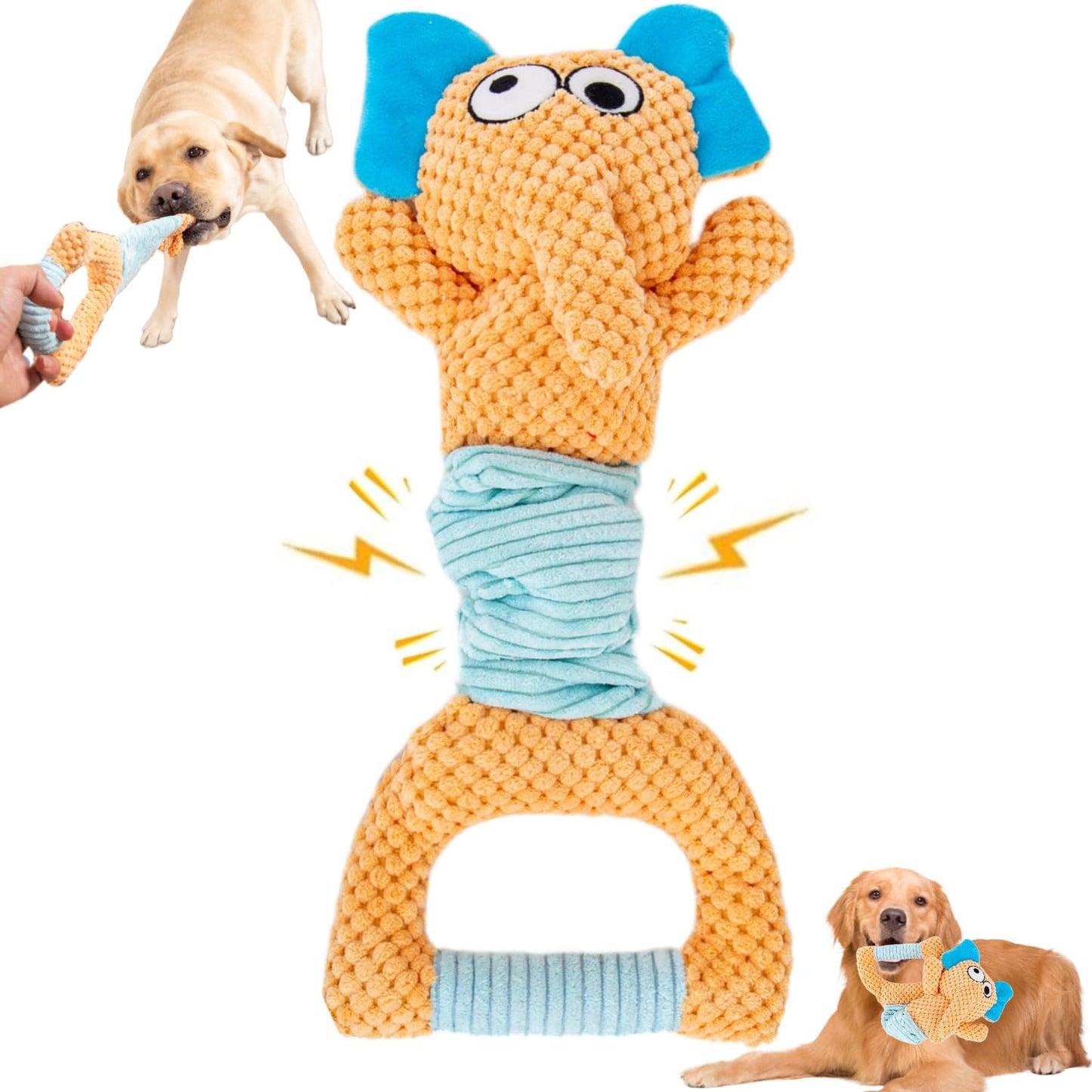 Interactive Large Dog Toys, Squeaky Tug of War Dog Toy with Crinkle, Tough Dog Chew Toys to Keep Them Busy, Plush Dog Teething Toys for Small Medium Large Breed (Duck)