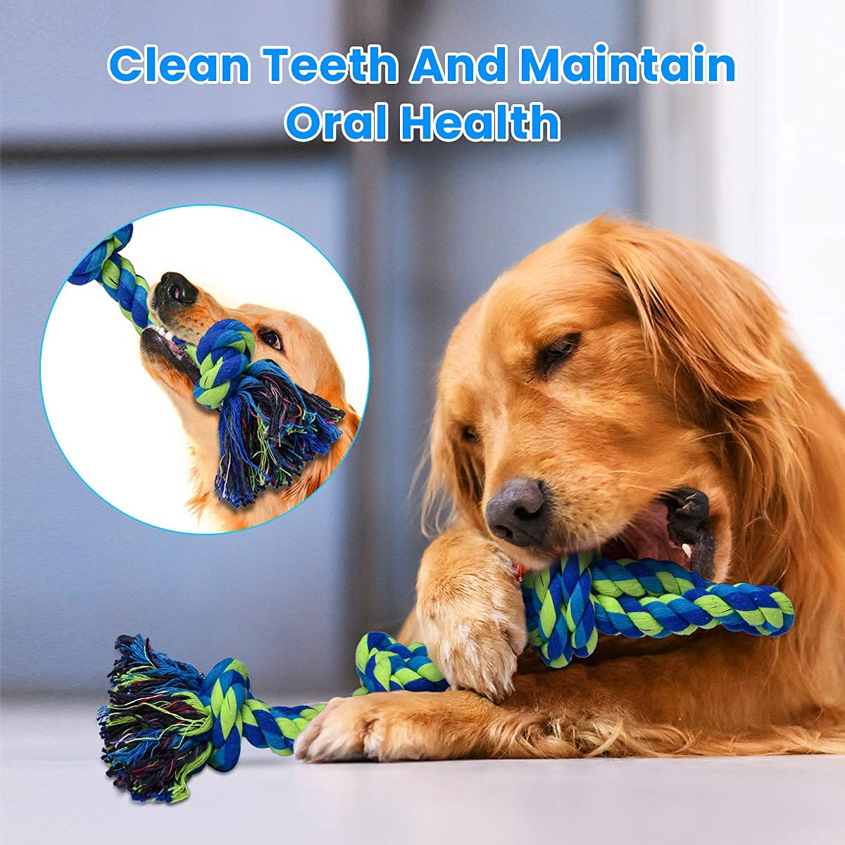 Feeko Dog Rope Toys for Large and Medium Aggressive Chewers, 2 Pack Heavy Duty Dog Rope Toy for Large Breed, Indestructible Dog Chew Toys, Tug of War Dog Toy, 100% Cotton Teeth Cleaning