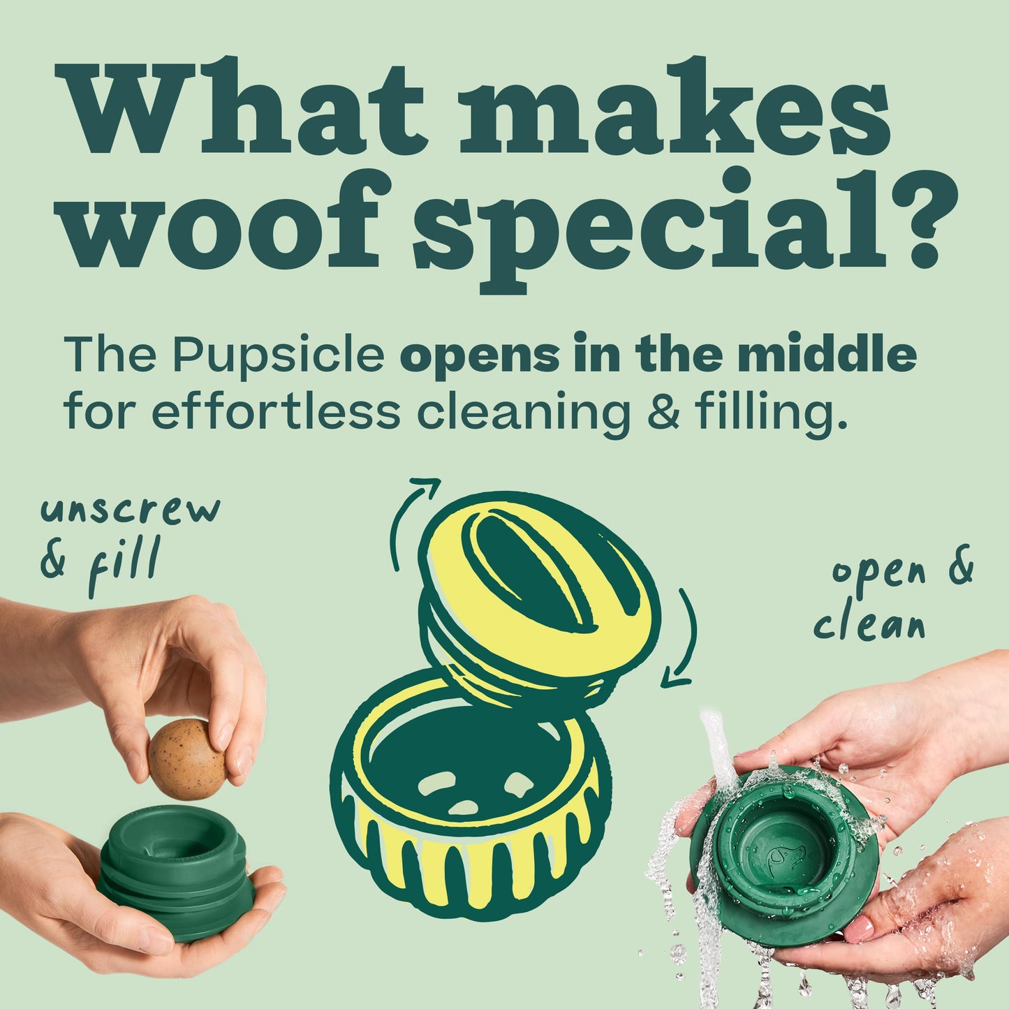 WOOF Pupsicle - Long-Lasting Interactive Dog Toy to Keep Your Pup Distracted - Safe for Dogs - Low-Mess Design - Dog Toys for Large Dogs 25-75 lbs